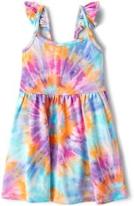 The Children's Place Baby Toddler Girls Strappy Flutter Dress, Tie Dye, 5 Years