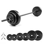 Phoenix Fitness Barbell Weight Set - 20kg Adjustable Barbell Set for Men and Women - Knurled Bar for Exercise, Muscle & Strength Training at Home & Gym - Weight: up to 20kg