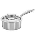 Inalsa Cookware Platinum Triply Sauce Pan with Lid-16cm, 1.75L| Induction Friendly, (Silver), Small