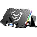 ICE COOREL Gaming Laptop Cooling Pad 15-17.3 Inch, Laptop Fan with 6 Cooling Fans, Laptop Cooling Stand with 6 Height Adjustable, Laptop Cooler with RGB Light, LCD Screen, 2 USB Ports, Phone Stand