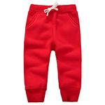 Cute On Unisex Kids Elastic Waist Cotton Warm Trousers Baby Pants Bottoms Red 3Years