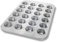 USA Pan Bakeware Mini Cupcake and Muffin Pan, Nonstick Quick Release Coating, 24-Well, Aluminized Steel