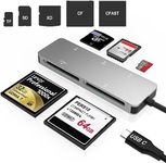 CFast Card Reader,USB 3.0 USB C CFast/CF/SD/TF/XD Memory Card Slot Combo Adapter,Read 5 card Simultaneously High Speed Aluminum Multi Camera Card Reader for Type-C Device Supports Windows/Linux/MAC OS