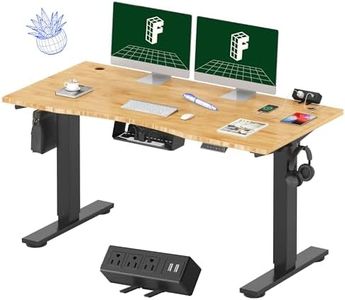 FLEXISPOT EN1 Bamboo Standing Desk Ergonomic Sit Stand Up Desk 55 x 28 Inches Whole-Piece Curved Natural Bamboo Desktop Adjustable Home Office Desk(Black Frame + 55" Bamboo Top, 2 Packages)