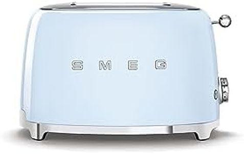 Smeg, Tostapane 2x2 TSF01PBEU, 2 Scomparti da 36mm, 6 Livelli di Doratura, Funzione Riscaldamento, Scongelamento e Bagel, Espulsione Automatica del Pane, Cassetto Raccoglibriciole, 950W, Azzurro