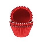 Anniversary House 45 Red Foil Cupcake Cases for Baking, Baking Cups in Heavy Duty Greaseproof Paper, J182