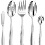 KEAWELL Premium Louis Serving Spoons, 18/10 Stainless Steel, Fine Spoon Set with Squared Edge, Dishwasher Safe, Silver Serving utensils (Hostess Serving Utensil Set)