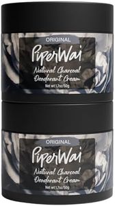 PiperWai Natural Deodorant w/Activated Charcoal | 24-Hour Sweat Protection, Vegan, Aluminum Free Deodorant for Women & Men | Travel Essential Shark Tank Product | 50g Scented Jar 2-Pack