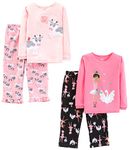 Simple Joys by Carter's Girls' Toddler 4-Piece Pajama Set, Ballerina/Cows, 5T