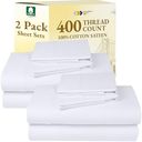 California Design Den 2-Pack Queen Bedsheet Sets - 400 Thread Count 100% Cotton Sateen - Soft and Breathable Sheets, 2 Sets of Deep Pocket Bed Sheets - Bright White