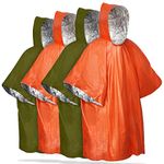 FosPower Waterproof Rain Poncho [4 Pack] [Retains 90% Body Heat] Reusable Lightweight Weather Resistant Raincoat with Hood for Camping, Hiking, Outdoors