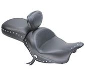 Mustang Studded Wide Touring 1-Piece Seat with Driver Backrest for Kawasaki 200 - One Size