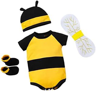 Dressy Daisy Infant Baby Honey Bee Onesie Romper Costume Bodysuit Party Dress Up Set with Wings, Socks and Hat Size 6-9 Months