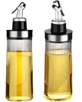 HOMGEN 2packs Anti-slip Oil Dispenser Bottle for Kitchen 380ml High Hardness Lead-Free Glass Cooking Oil Dispenser Leak Proof Olive Oil Dispenser With 4 Oil Nozzle & Cleaning Brush for Kitchen etc