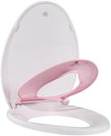 Elongated Toilet Seat with Built in Potty Training Seat, Potty Training Toilet Seat for Toddlers, Magnetic Kids Seat and Cover, Slow Close and Never Loosen, Fits both Adult and Child, Pink Elongated