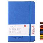 Deziliao Hardcover Notebook Journal 160 Pages, Lined Journal Notebooks for Work, 100Gsm Premium Thick Paper with Pocket, Medium 5.7"x8.4" （Blue, Ruled）