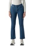 INKD Women's Flared Bootcut Jeans - High-Rise | Enzyme Wash | Classic 5 Pocket Styling (INKSS24WJN-410-Denim Delight-34)