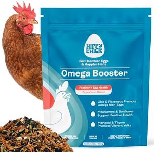 Hippy Chick Omega Booster – Superfood Functional Treats for Chickens, Ducks & Geese – Omega‑3 Eggs, Healthier Feathers, Better Immunity – Flax, Chia, Mealworms & Superfood Blend – 1.25 Pounds