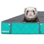 Paw Inspired Critter Box Washable Cage Liner, Reversible Fleece Bedding with Raised Sides for Guinea Pigs, Ferrets, Chinchillas, Hedgehogs, Small Animals (Critter Nation, Gray/Green)