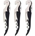 HYZ Waiter Corkscrew with Foil Cutter and Bottle Opener, Heavy Duty Wine Opener Double Hinged, for Bartenders, Servers, Waiters, Sommelier Wine Bottle Opener,Wine Key Pack of 3 Black