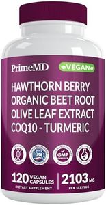 26-in-1 Heart Health & Blood Pressure Support Supplement - Nitric Oxide Booster with Beet Root, CoQ10, L-Arginine, Hawthorn Berry & Turmeric - Supports Circulation & Energy - Vegan, 120 Capsules