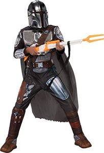 Rubies Disfraz Mandalorian Silver Premium para niños y niñas, Traje completo con cinturón moldeado, capa y máscara, Oficial Star Wars, Unisex para Cosplay, Fiestas, Cumpleaños