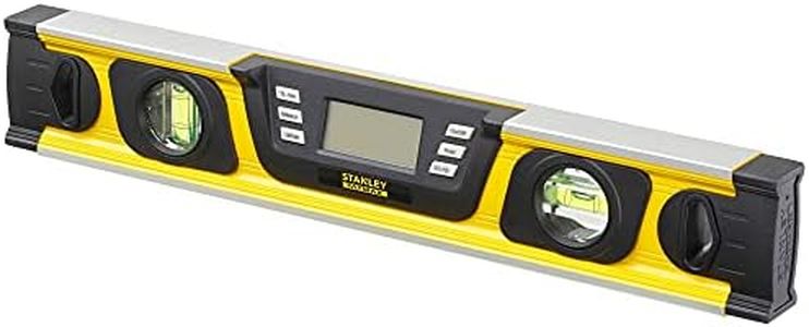 STANLEY 0-42-063 Niveau Tubulaire Digital - Gamme FATMAX - Écran LCD Rétro-Éclairé - Écran Auto-Réversible Lecture 360° - Précision Numérique 0.10° - Plusieurs mode - Fourni avec Sac de Protection