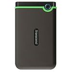 Transcend 2TB StoreJet 25M3 USB 3.1 Portable Hard Drive Rugged, Anti-Shock Resistant, Compact and Lightweight with Lightning-Fast Speeds and a One Touch Backup Button (Iron Grey) TS2TSJ25M3