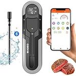 WADEO Wireless Meat Thermometer, Rechargeable Bluetooth Thermometer, with Dual Temperature Sensors & Smart Dual Alarm, IP66 Waterproof, Backlit Display, for BBQ, Grill, Oven - 500Ft Remote Range