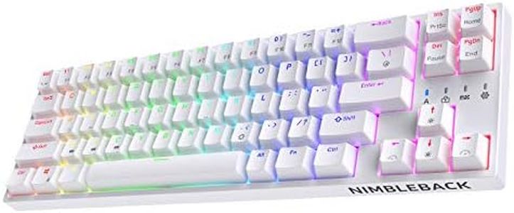LTC NB681 Nimbleback Wired 65% Mechanical Keyboard, RGB Backlit Ultra-Compact 68 Keys Gaming Keyboard with Hot-Swappable Switch and Stand-Alone Arrow/Control Keys (Hot Swappable Red Switch, White)