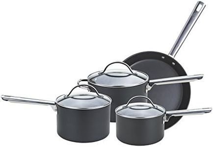 Anolon Professional Pots and Pans Set - 4 Piece Non Stick Pan Set with Glass Lids, Durable Stainless Steel Handles, Metal Utensil Safe Saucepans & Frying Pan Set, Black