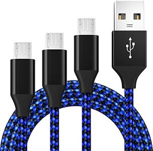 BIBTIM Cable Micro USB 2M, 3-Pack USB 2.0 Masculino a Cable Micro, Cable Cargador Micro USB Android Cable de Carga Rápida 480 Mbps Velocidad de Transmisión de Datos