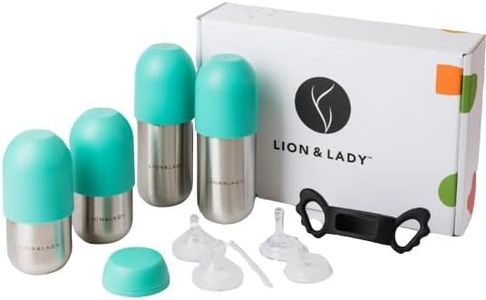 Lion & Lady Australia Baby & Toddler Feeding Supplies - 18/8 Stainless Steel Max Pack Baby Feeding Bottle Set with Cups for 6+ Months, Everything You Need to Start Solids - Mint