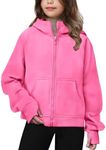 Arshiner Girls Zip Up Hoodies Pink Teen Hooded Sweatshirts Fleece Workout Jackets Kids Fall Winter Clothes Size 8-10