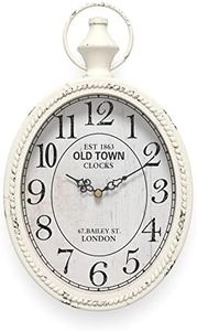 Menterry Small Retro Oval Wall Clock, Antique Old Design, White Vintage Style, Battery Operated Silent Decor Wall Clocks for Kitchen,Bedroom,Farmhouse,Bathroom (11.2" H x 6.7" W)