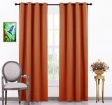 JUPON Silk Blackout Curtain Pack Of 1 Piece With 3 Layers Weaving Technology & Solid Grommet Curtains Pattern/Thermal Insulated Draperies Energy Saving (W 44" X 84" L) Rust