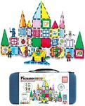 PicassoTiles 100pc Magnet Tile Construction Building Block Set with Carry Case Car Base Magnetic 8pc Characters Whiteboard Markers Idea Book Magnetized Toy Kit Playset Kids STEM Learning Age 3+ PB01