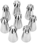 Russian Piping Tips 8 Pcs/Set, Messar Stainless Steel Russian Piping Ball Tips Frosting Icing Piping Nozzles Set Flower Cake Decorating Tips Kit for DIY Baking Cake Decorating Supplies (8 Pcs)