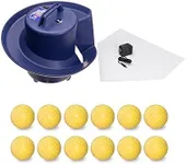 Jugs Toss Machine with 1-Dozen Sting-Free Yellow Dimpled Baseballs. Holds up to 14 Baseballs; Tosses One Ball Every 5 Seconds. Rechargeable—Runs up to 8 Hours.