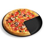 12 Inch Pizza Pan, P&P CHEF Pizza Tray Bakeware for Home Kitchen, Stainless Steel Core with Non-Stick Coatings, Healthy & Reusable & Easy Clean, Oven & Freezer Safe, Black