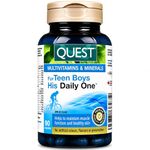 Quest Vitamins His Daily One for Teen Boys Ages 9–18 – Once-Daily Multivitamin & Mineral Supplement for Muscle, Skin & Immune Support – 90 Capsules (3-Month Supply)