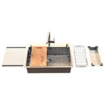 Carysil Unita Series 304 Grade Stainless Steel Kitchen Sink Workstation with Pull-out Faucet, Soap Dispenser, Floor Grid, Fold Matt, Chopping Board, Flexible Basket, Colander | 30x20x8 In, Chrome