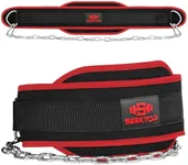 Seektop Dip Belt for Weightlifting - GYM Workout Pull Ups Belt with Chain, Neoprene Waist Dip Belt Crossfit for Weight Lifting, Squat, Training, Fitness, Men & Women (Belt & Chain) (Red)