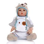 TERABITHIA 18inches 48cm Real Life Blue Puppy Premie Baby Size Newborn Cuddy Baby Doll Look Real Silicone Vinyl Full Body Reborn Dolls Anatomically Correct Washable for Boy