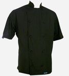 Chefskin Xs 40 Black Chef Jacket Super Lightweight Cool Fresh Poplin Fabric Covered Buttons Thermometer Pocket Free Beanie Hat