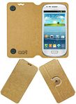 ACM Designer Rotating Flip Flap Case Compatible with Samsung Galaxy S4 Mini I9195 Mobile Stand Cover Golden