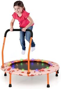 COSTWAY 36 Inch Kids Trampoline, LED Lighting Children Exercise Rebounder with Padded Handrail and Protective Cover, Mini Trampolines for Toddle Boys Girls (Orange)