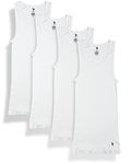 U.S. Polo Assn. Men's Undershirt - Cotton Ribbed Tank Top (4 Pack), White, Medium