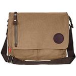 Storite 10.5 Inch Canvas Sling Cross Body Travel Office Business Messenger One Side Shoulder Bag for Men & Women (Brown, 33cm x 6.5cm x 27cm)