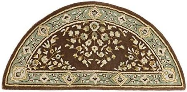 Minuteman International Coffee Oriental Wool Hearth Rug, Half Round 56 in x 26 in